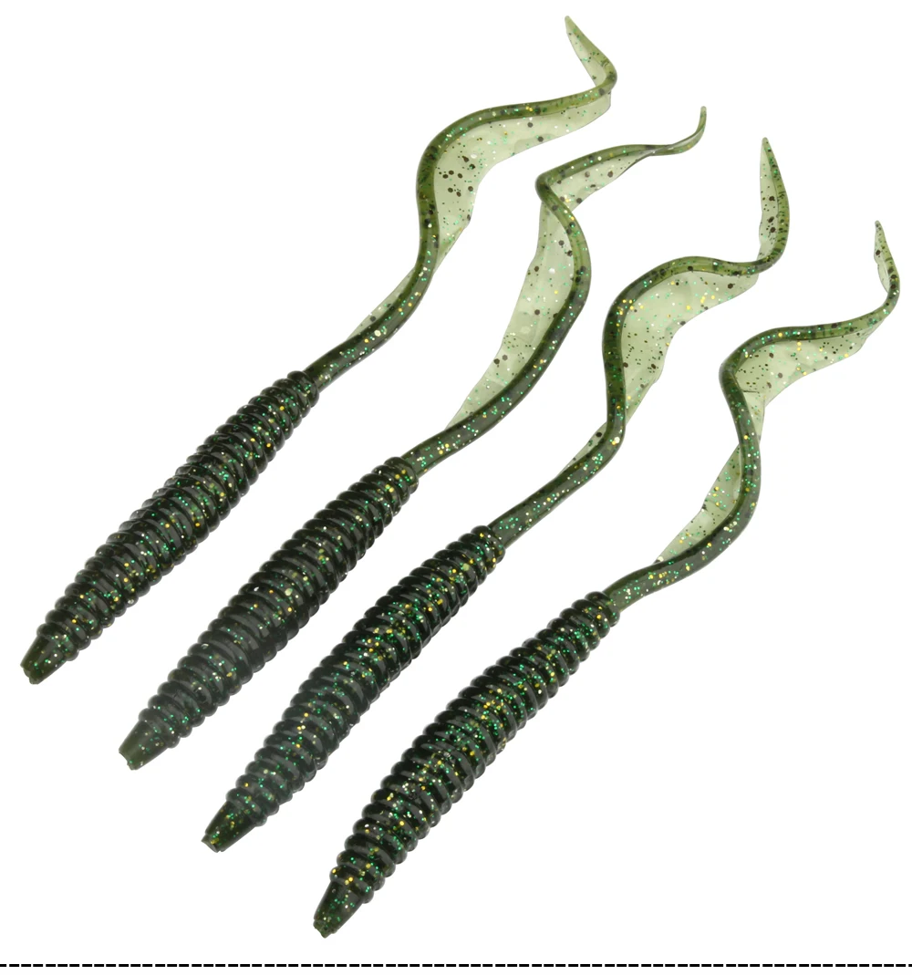 Spinpoler 18 cm 13 cm weicher Köder, Wurmköder, flexibel, langer Schwanz, 4 Farben, Silikon, Regenwurm, Würmer, lebensechter Angelköder, 5 Stück/Packung – Detail 6
