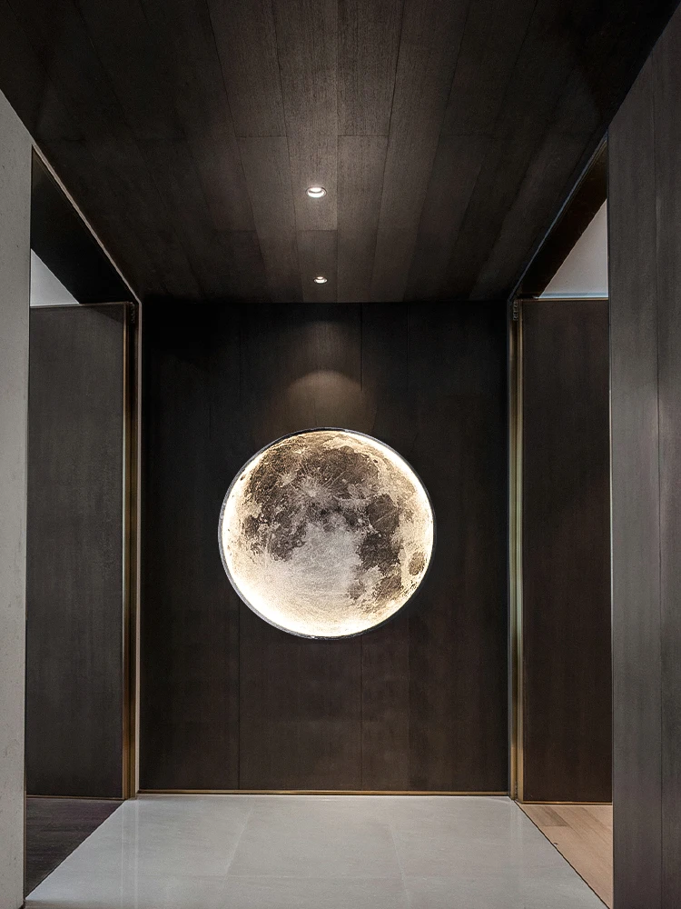 Lámpara de pared de Luna, mural creativo moderno, lámpara de decoración de pared de fondo de sala de estar, arte minimalista, luz de pared de