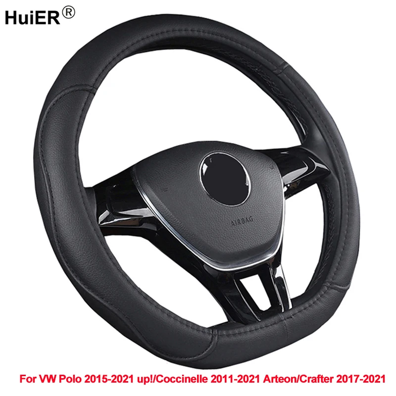 Protector para volante de coche tipo D para Volkswagen VW Polo 2015 -2021 arriba! Coccinelle 2011 -2019 2020 2021 Arteon Crafter 2017 - 2021