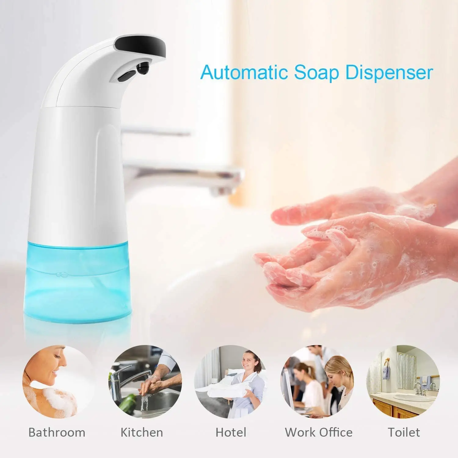 

Automatic Foam Soap Dispenser, Touchless Foaming, Infrared Motion Sensor, Hands-Free Soap Pump, Bathroom, Kitchen, House, 250ml