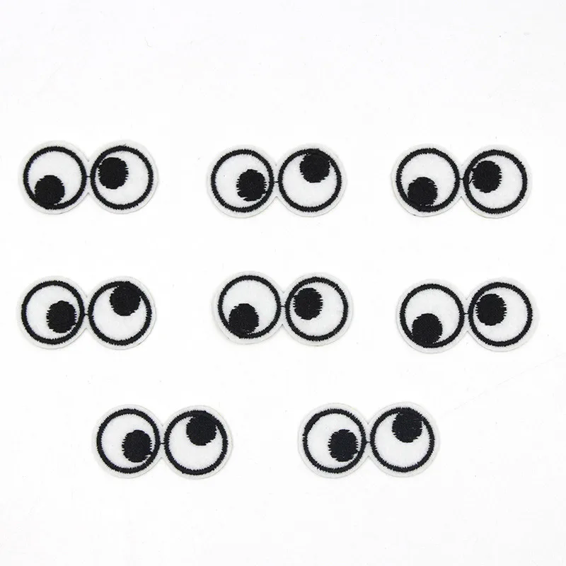 Cartoon 5pcs Eyes Embroidery Iron on Patches for Clothing Black White Appliques Shoes T-shirt Clothes Sticker Stripes Badge DIY