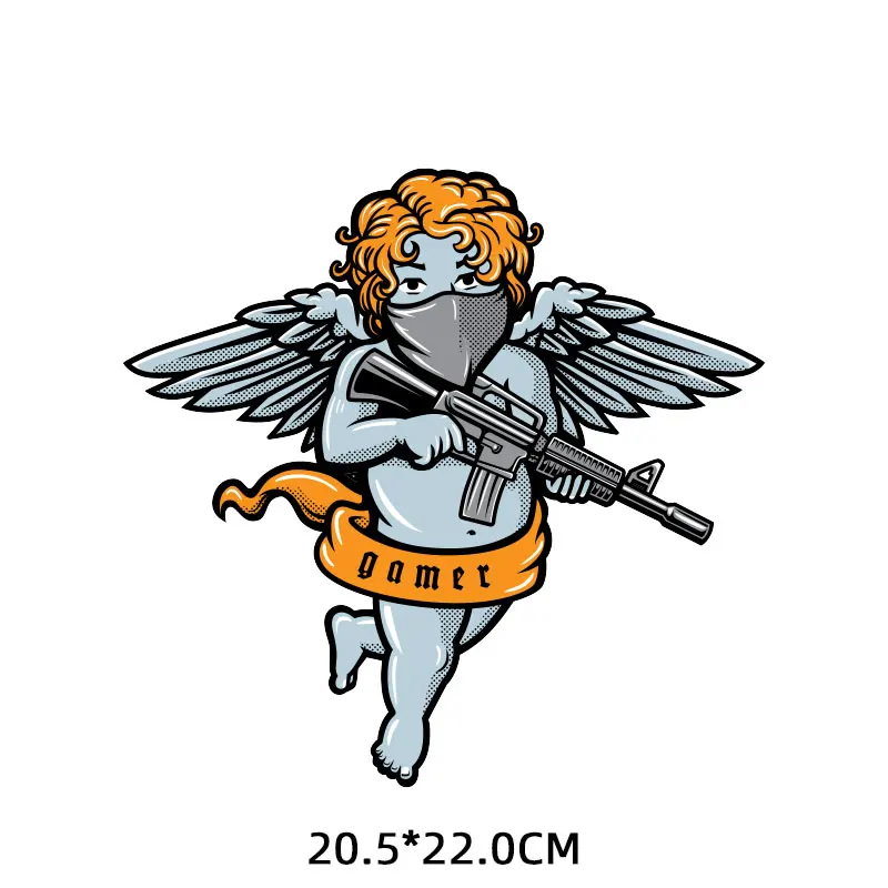 Flowers Angel Wings Iron on Transfers for Clothing Thermoadhesive Patches Cartoon Cute Angel Patch Badge Vinyl Thermal Stickers