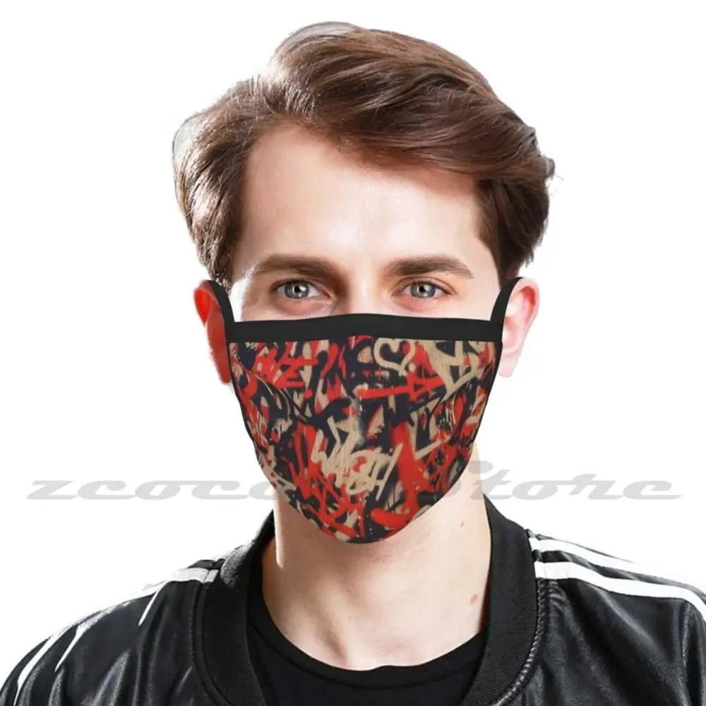 Tag 1 Washable Trending Customized Pm2.5 Filter Mask Tag Graffiti Streetart Red Black Brown