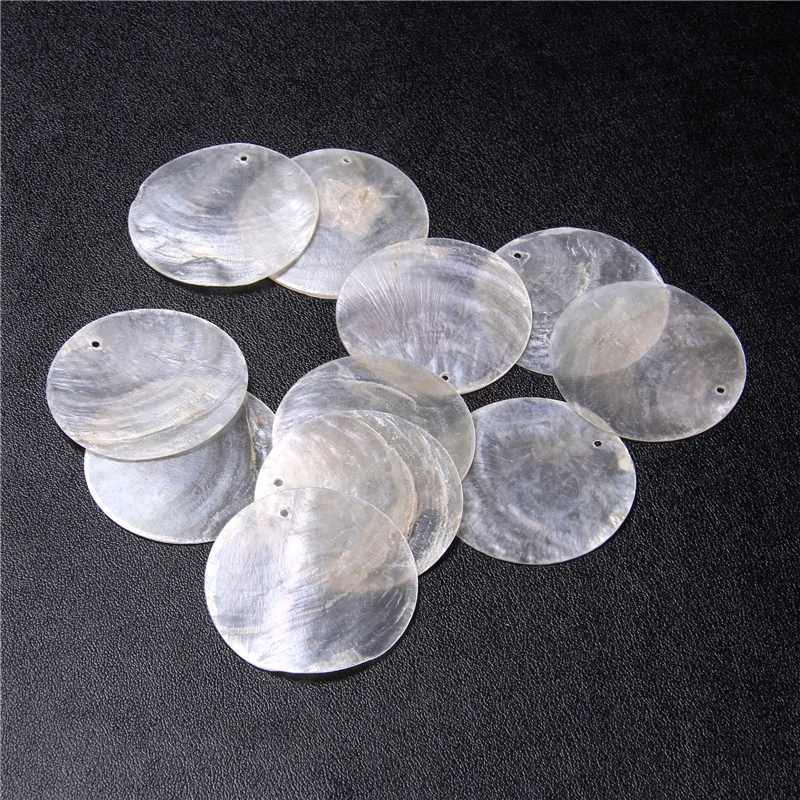 100% Pure Natural Mirror Freshwater Shell Flat Round Shape Shell Beads Charms Jewelry Accessories