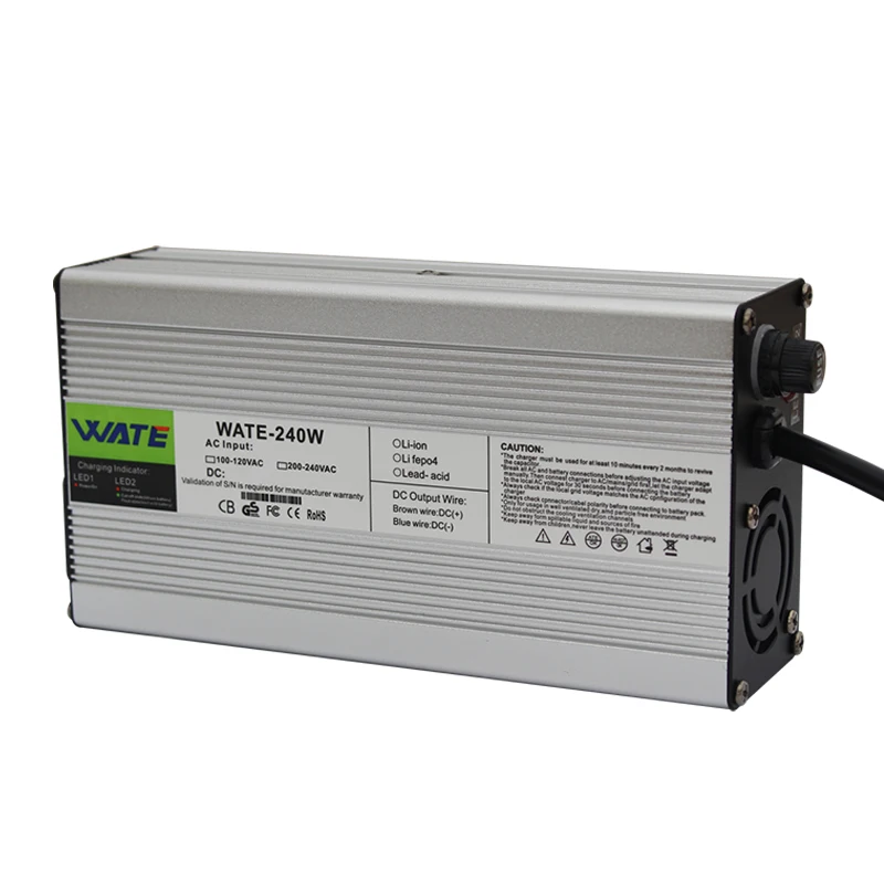 24V 8A Charger 24V Lead acid Battery Charger Output 27.6V With Fan Aluminum Shell Smart Charger