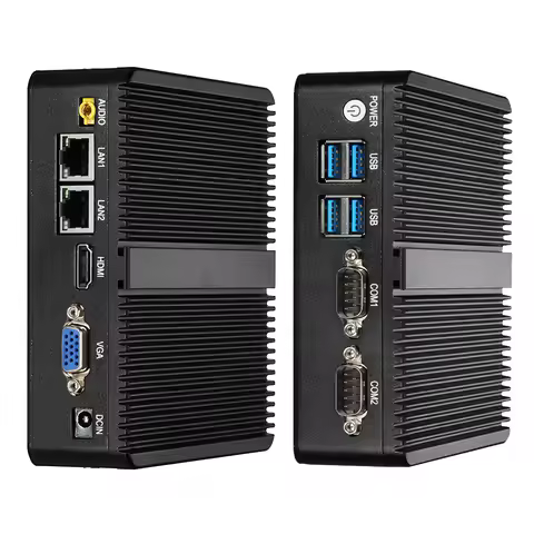 Fanless Mini PC Intel Celeron J6412 2xGigabit Ethernet 2x RS232/RS485 HDMI VGA Mini PCIE WiFi/4G 6x USB Support Windows Linux