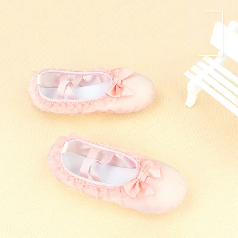 Kid Girls Children Ballet Dance Shoes Women Adult Lace bow-knot Canvas Soft Sole Ballet Shoes Ballet Slippers