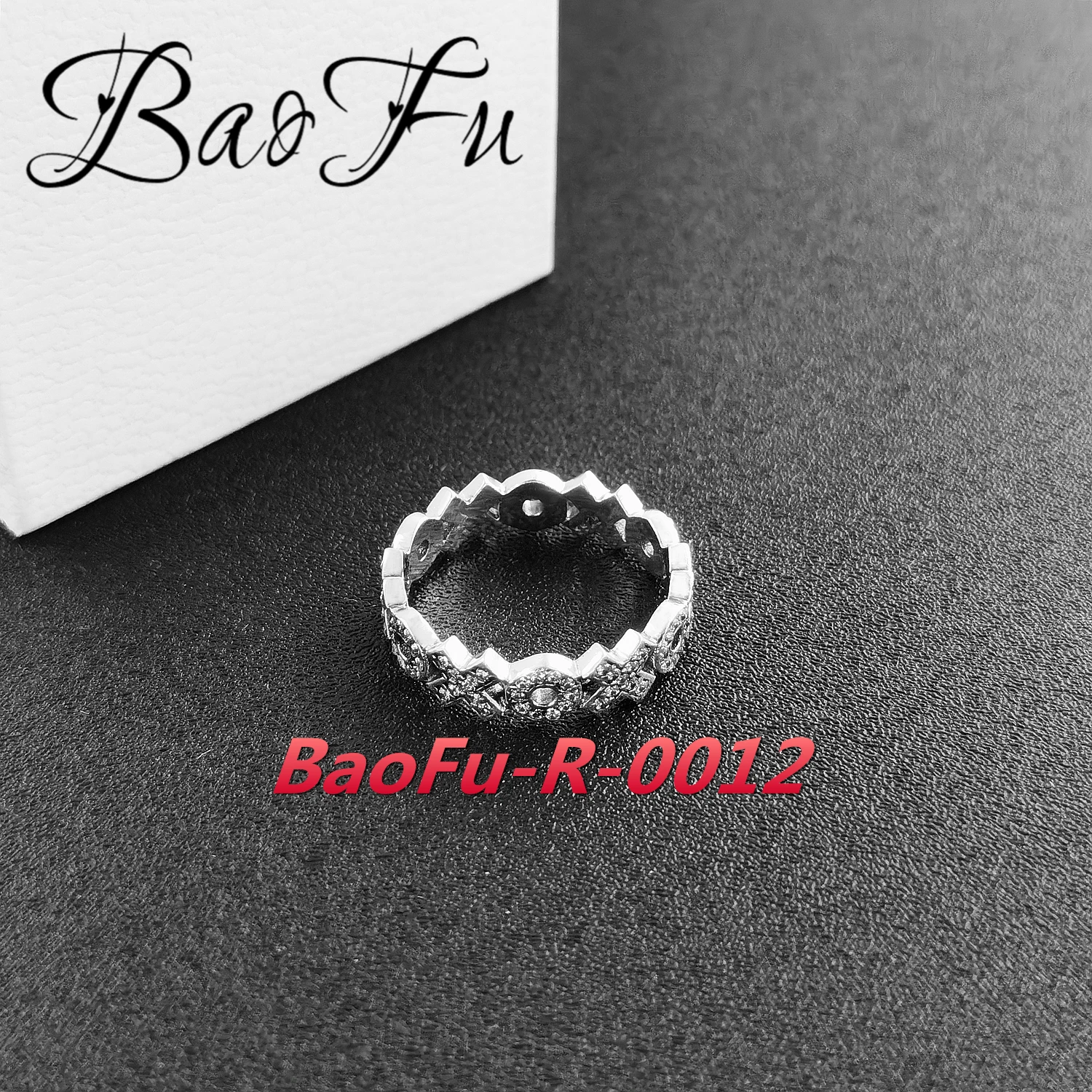 BaoFu Genuine 925 Sterling Silver Ring Romantic X And O Letter Connected Ring Suitable For Original European Female Jewelry