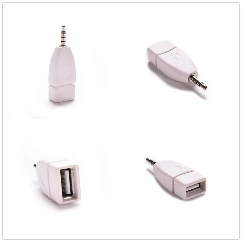 1Pc USB 2.0 Female to 3.5mm Male AUX Audio Plug Jack Converter Adapter Plug for Car MP3 Player Mobile Phones