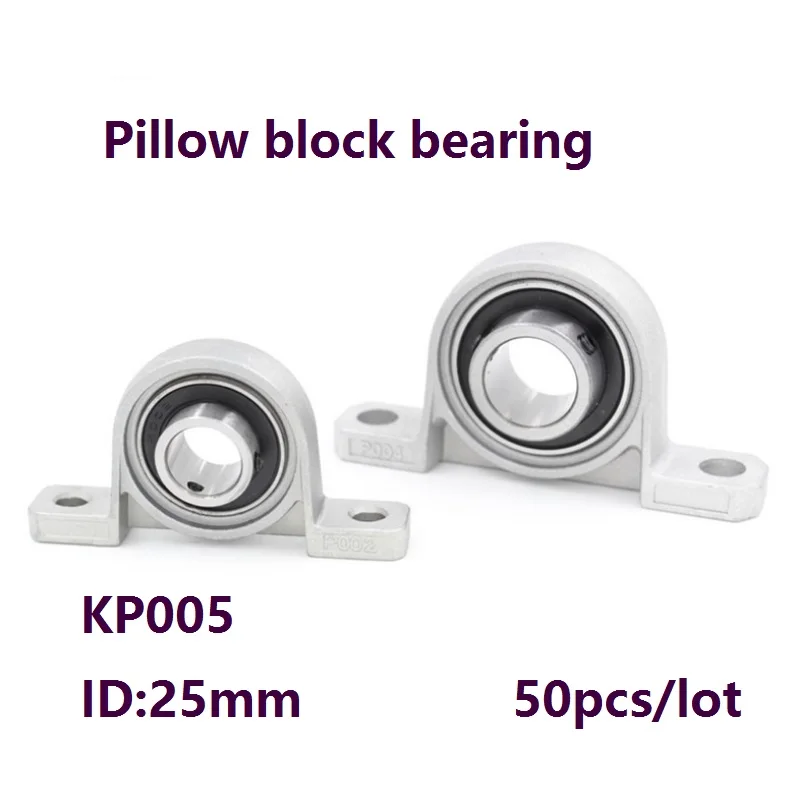 50pcs/lot KP005 25mm Zinc Alloy Mounted Bearings Pillow Block Housing Bearing Shaft Support Spherical Roller