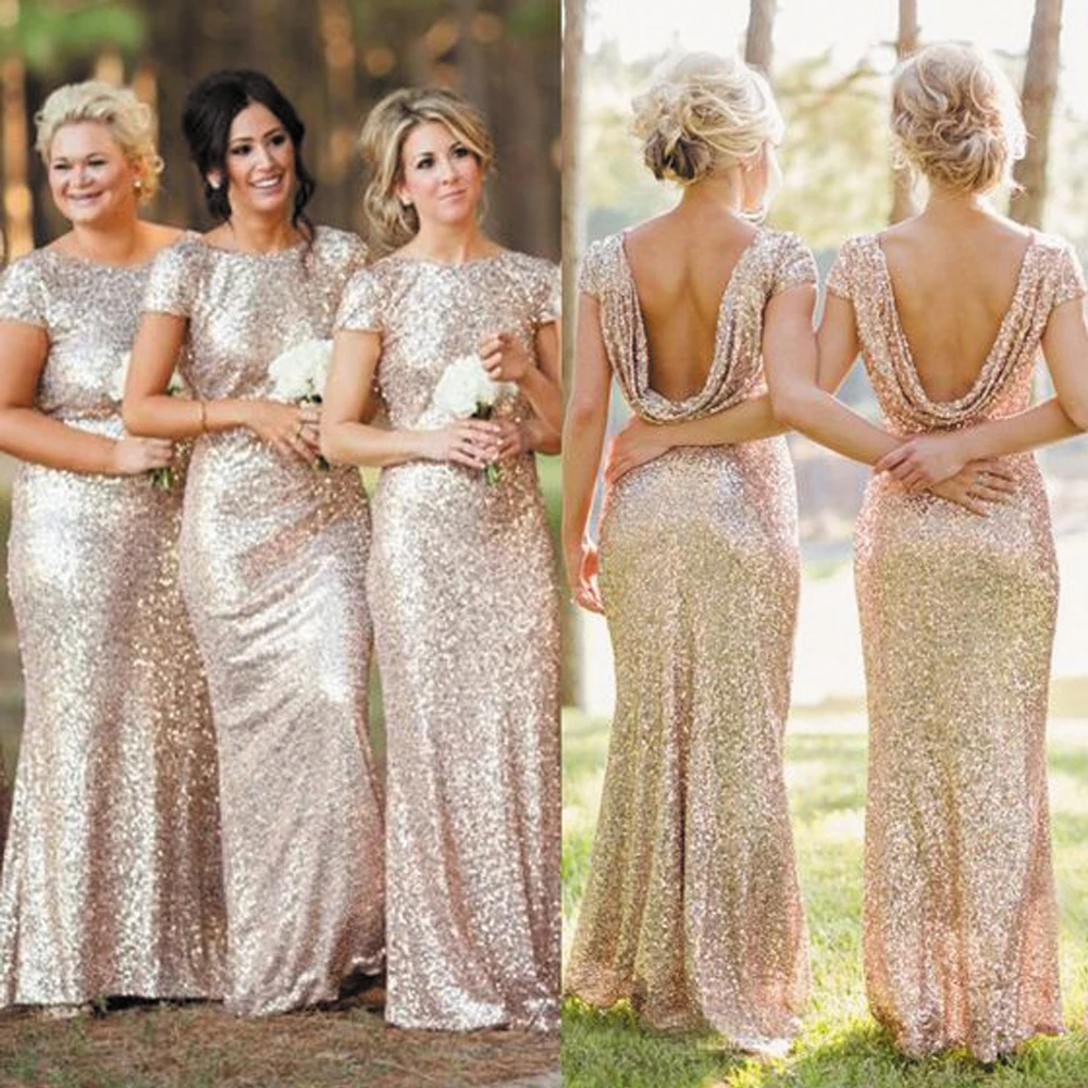 

SuperKimJo Robe Demoiselle D Honneur Femme Mermaid Gold Sequin Bridesmaid Dresses Long Cheap Elegant Sparkly Wedding Guest Dress