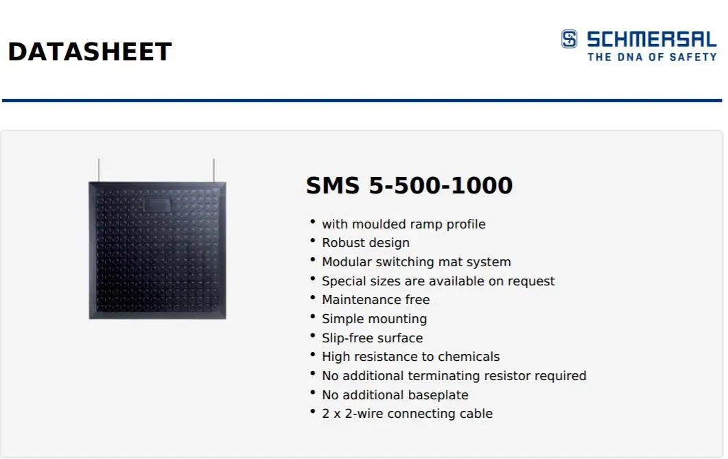 Safety-related tactile sensor  SMS 5  SMS 5-500-1000