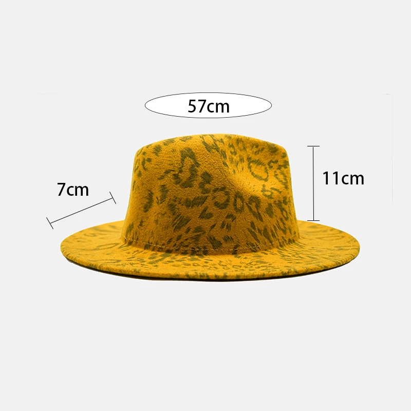 2020New Men's Felt Hat Leopard Fedoras Winter Wide Brim Hats Autumn Fashion Church Male Wool Hat Buckle Adjustable Outbacks Hats