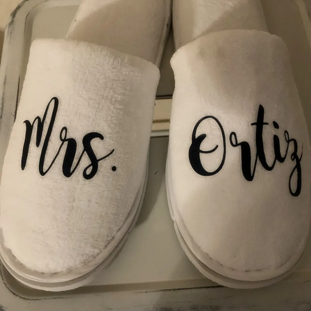 Personaliz Names Wedding Bridesmaid Maid of Honor Slippers Rose Gold Bride   -Quality Hard Rubber Soles - Corporate Gift