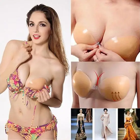 Women Invisible Bra Silicone Self-adhesive Stick On Push Up Strapless Soft Pad