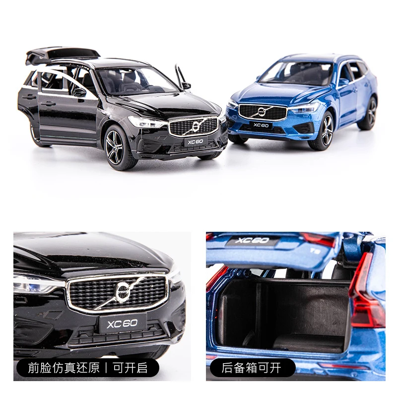 1:32 VOLVOS XC60 XC90 SUV Off-road Diecast Alloy Car Model Toy Cars Sound Light Pull Back Car Vehicle Children Toy Collection