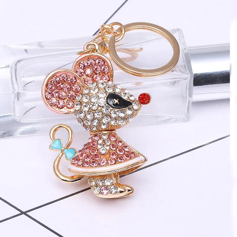 Boosbiy New Arrival Crystal Mouse Keychain Cute Cartoon Key Chain Gifts for Women Llaveros Mujer Car Bag Accessories Key Ring