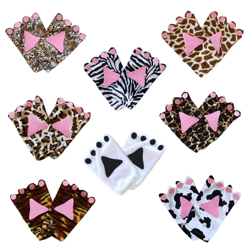 New Year show Children Animal Show Costume Accessories Gloves Tiger Lion Wolf Rabbit Cat Paw Gloves Children's Stage Play Gloves