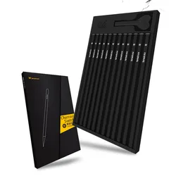 Tenwin 12pcs Black Sketch Charcoal Pen Soft/Medium/Hard Drawing Tool Wood Charcoal Pencils For Painting  Art Supplies MS5550
