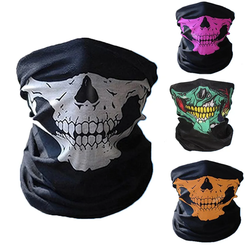 Outdoor Cycling Skull Balaclava Half Face Mask Magic Motorcycle Camping Scarf Men Women Sun Protection Bandana Neck Gaiters