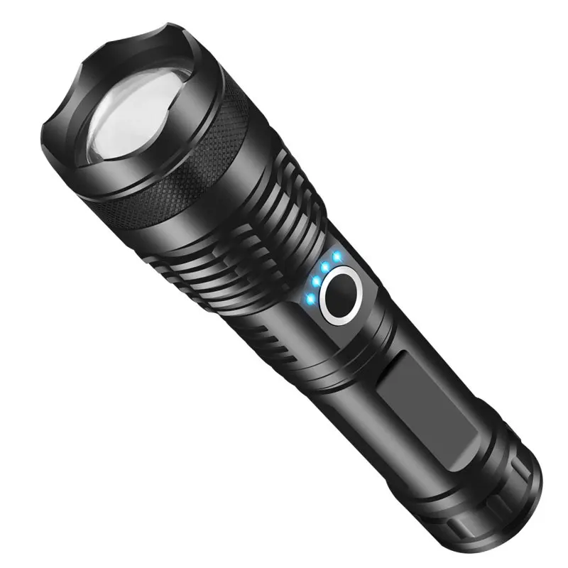 BS P50 Powerful LED Flashlight 26650 USB Rechargeable Portable Outdoor Tactical Hunting Police Torch Waterproof Lantern Zoom