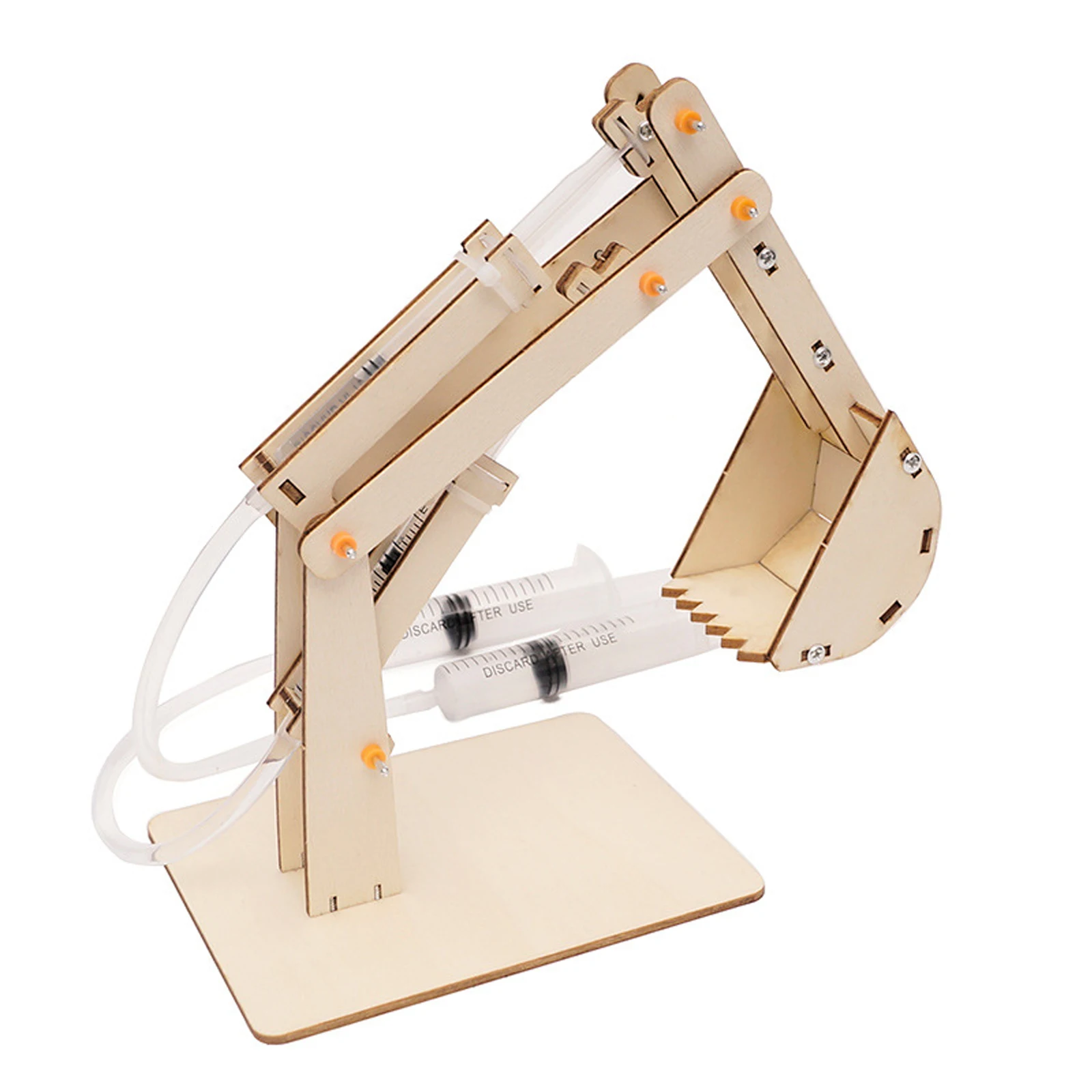 Modelo de Excavadora hidráulica de tallo DIY, rompecabezas de madera pintado, juguetes para niños, juego de tecnología de experimentos de Ciencia Educativa