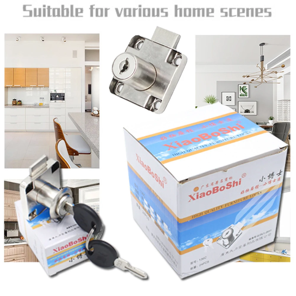 Anti-Theft Security Lock Box, Lock Core, Desk Drawer, Armário de Guarda-Roupa, Ferro Cam Locks, Hardware Móveis, 136C, 20mm