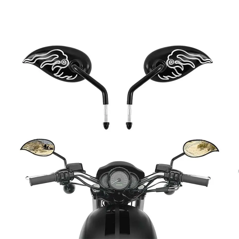 

Motorcycle 8mm Teardrop Flame CNC Rearview Mirrors For Harley Dyna Wilde Glide Fat Boy Sportster XL 883 Softail Cruiser