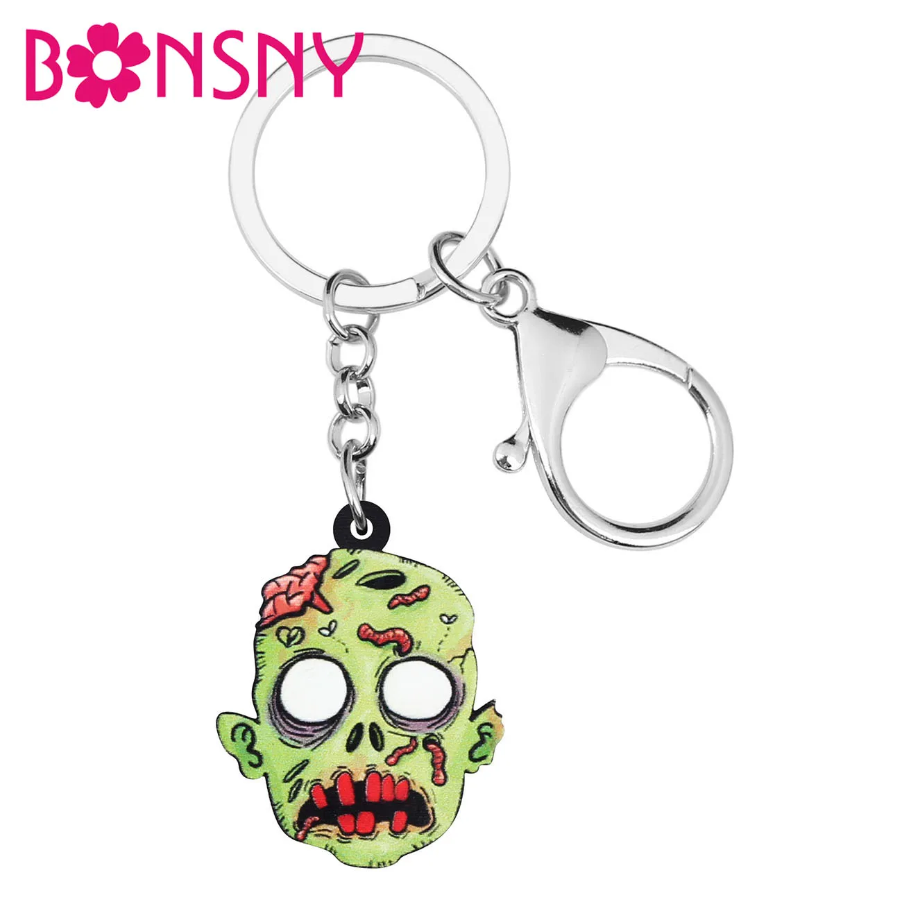 Bonsny-ハロウィーン,ホラー,ゾンビ,車,財布,女性と女の子のための装飾的なアクリルキーホルダー