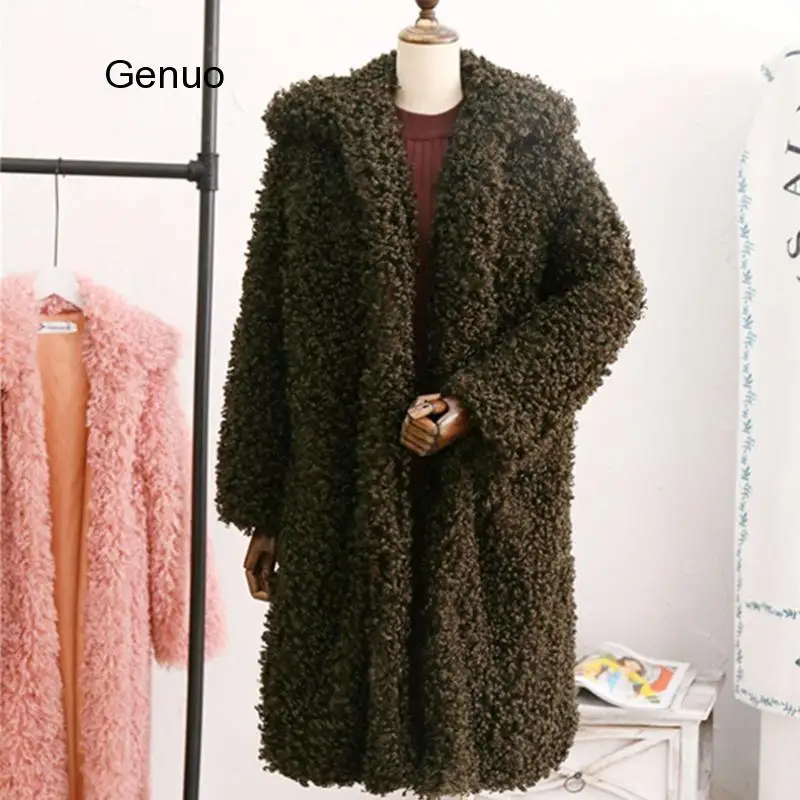 Neue Frauen Winter Dicken Pelzmantel Frauen Warm Faux Pelz Mantel Jacke Lange Fuchs Pelzmantel Outwear Damen Lamm Wolle mantel