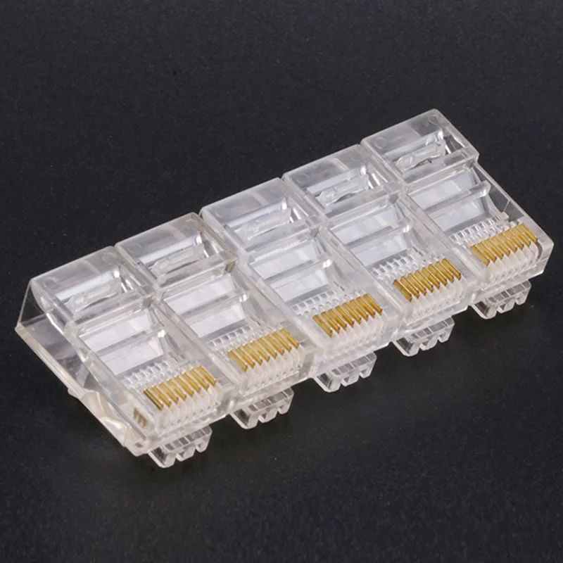 10pcs/lot Cat 6 5 5e RJ45 Connector Pure Copper 8P8C Modular Ethernet Cable Head Plug 24K Gold-Plated Crimp Network Connector