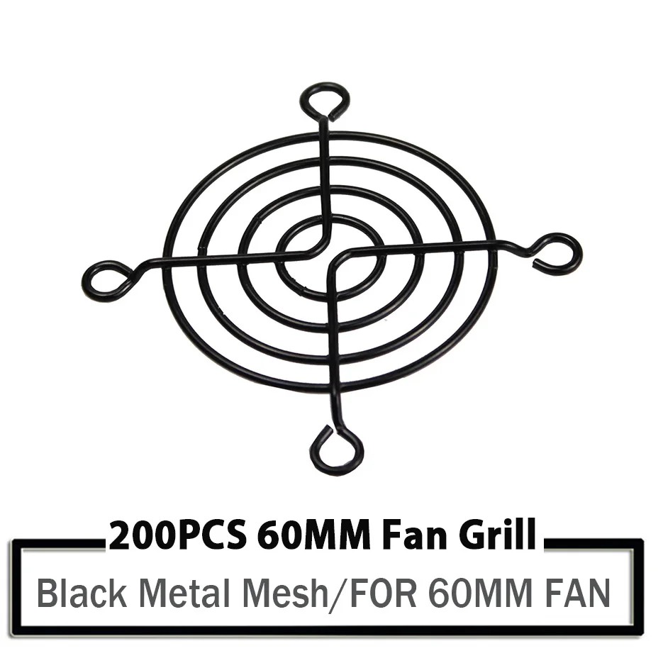 200Pcs YOUNUON Grill Net New Black Metal Steel 60mm 6cm Fan Filter Guard Protector Finger