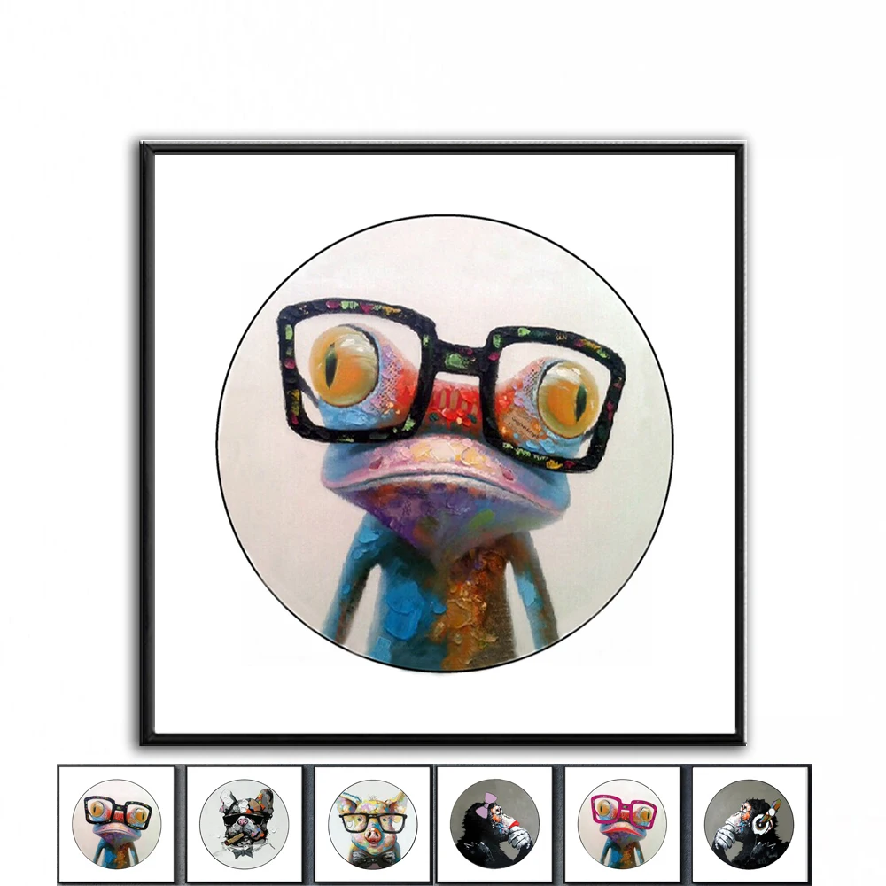 

Oil Painting hand painted Cartoon on Canvas Abstract Animal Wall Art for Home Decoration Happy frog NEW 2020033007