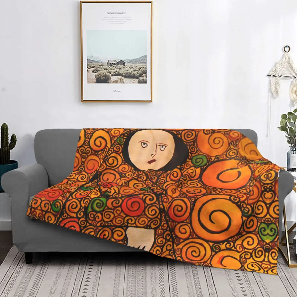 Gustav Klimt Freyas Knitted Blankets Woman Stoclet Frieze Flannel Throw Blankets Bedding Couch Printed Lightweight Bedspreads