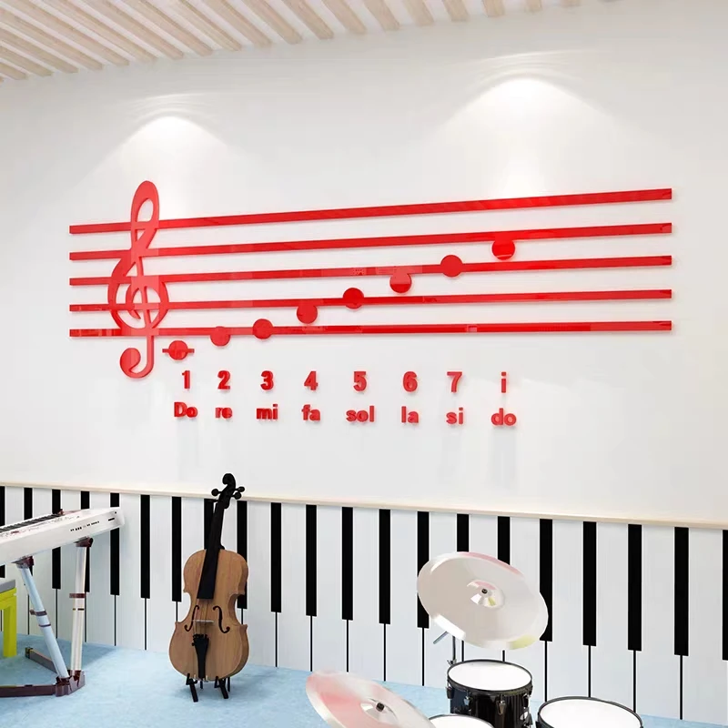 Piano Note Acrylic Wall Stickers Music Classroom DIY Art Wall Decoration Training Classroom Mirror 3D Stickers Home decor