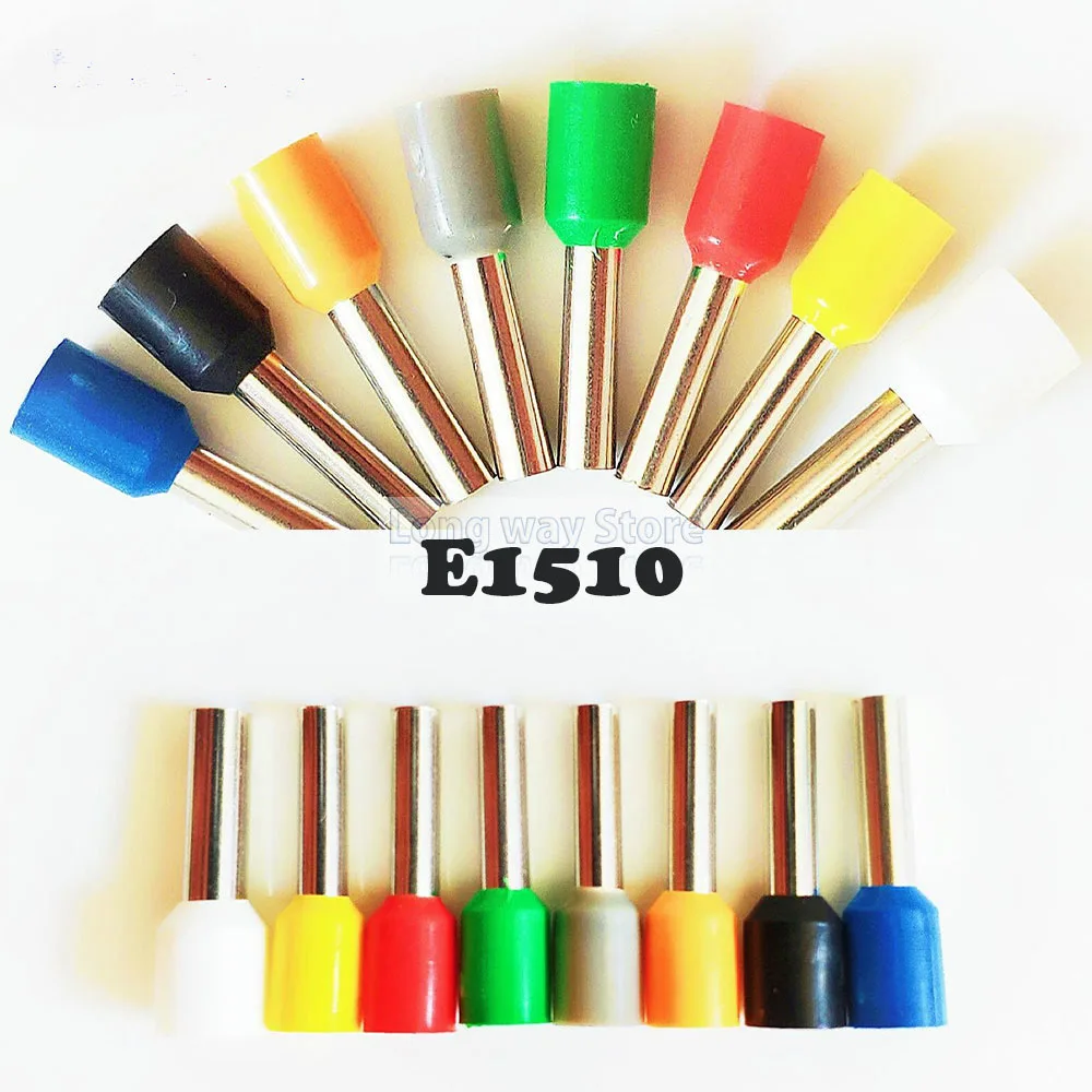 

E1510 Insulated cord end terminals Insulating Crimp Terminal Connector 100PCS/Bag Tube 1.5mm2 Cable Connector wire terminals