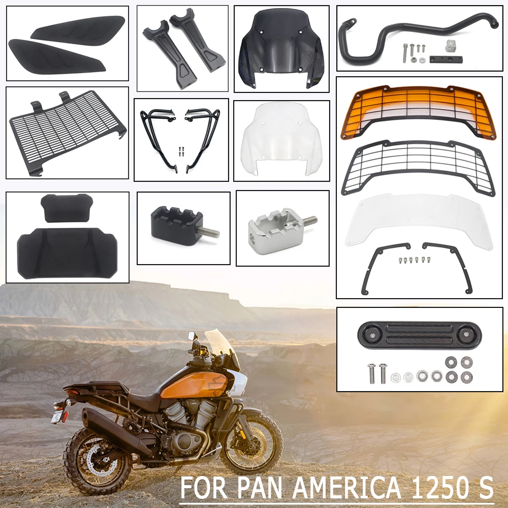 

Для PAN AMERICA 1250 S PA1250S 2021 Новая защита для фары мотоцикла Радиатор щит бак наколенник комплект и высокие стойки