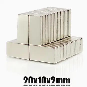 5/10//20/50 pezzi 20x10x2 magnete al neodimio 20mm x 10mm x 2 N35 NdFeB blocco super potente forte magnete permanente