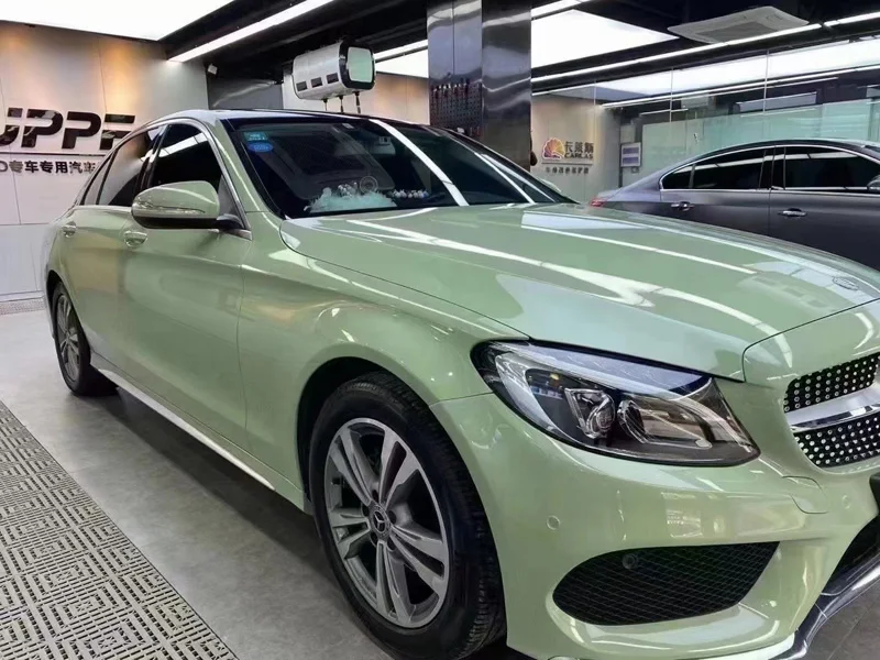 

Crystal Gloss Khaki Green Car Vinyl Wrap Air Release Self Adhesive Glossy Car Sticker Wrapping