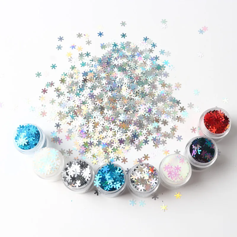 50G/10G Color Snowflake Sequins Ultra-Thin Flash Laser 3D Nail Holographic Painted Chameleon Film Diy Nail Neon Sequins 5Mm