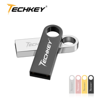 New TECHKEY pen drive 128GB 64GB 16GB флешка Mini waterproof metal pendrive 32GB 8GB 4GB usb flash drives USB 2.0 gift
