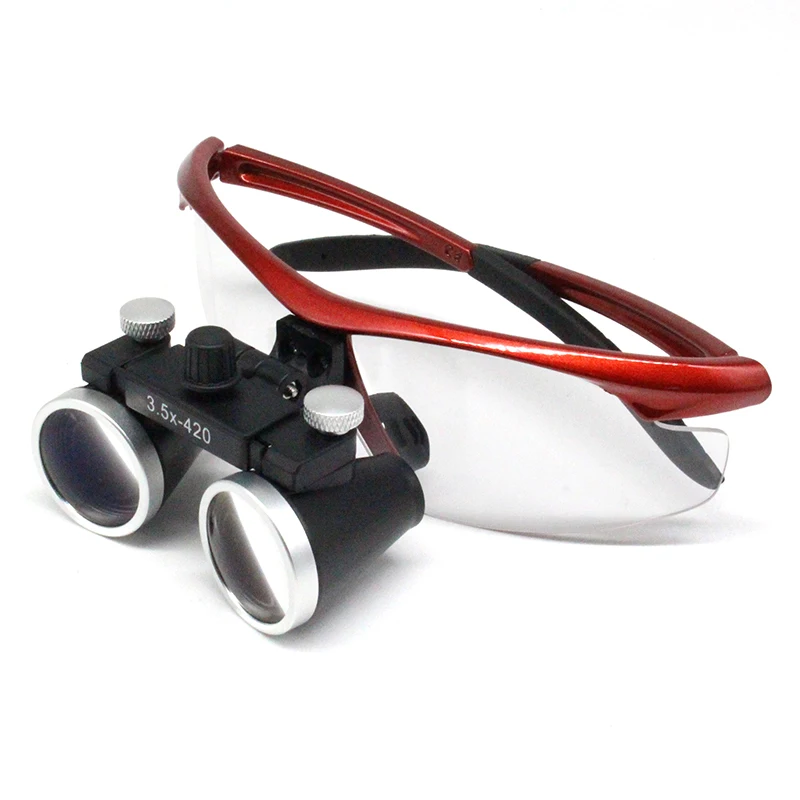 Magnifying Glasses 2.5/3.5X420mm Galilean Binocular Magnifier Dentistry Surgical Loupes+LED Medical Dental Headlamp