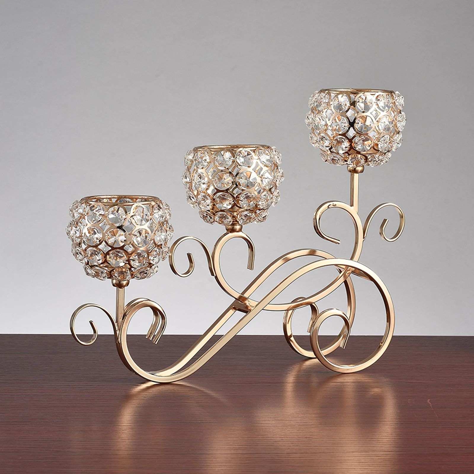 Crystal Candle Holder 3 Arms Candelabra Centerpiece Home Decor Centerpiece
