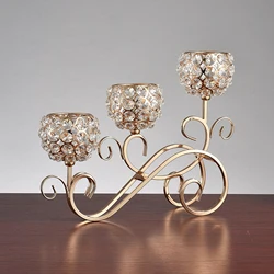 Crystal Candle Holder 3 Arms Candelabra Centerpiece Home Decor Centerpiece