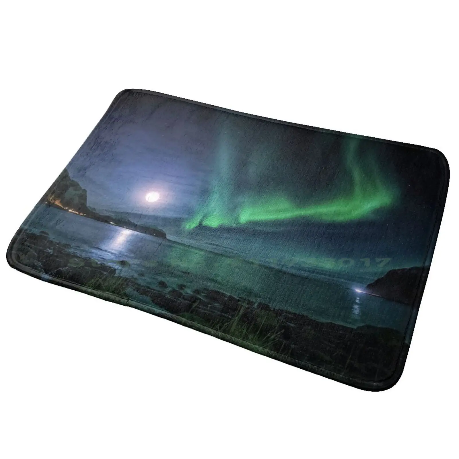 Phenomenon Northern Lights Skies Above The Sea At Night Entrance Door Mat Bath Mat Rug Tsitsipas Next Generation Atp Final