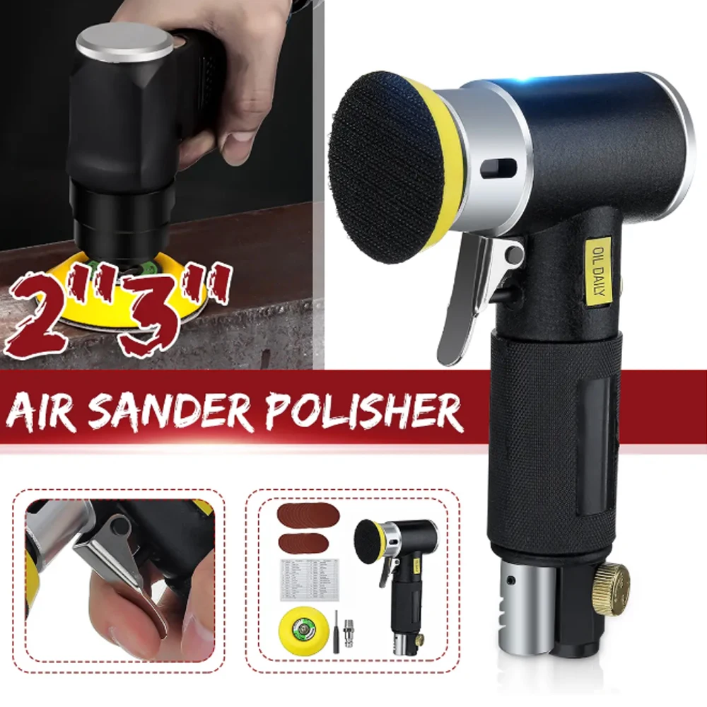 2\'\' 3\'\' Mini Air Sander Dual Action Random Air Orbital Sander Polisher Grinder Pneumatic Sander Sanding Tools Air Angle Polishin