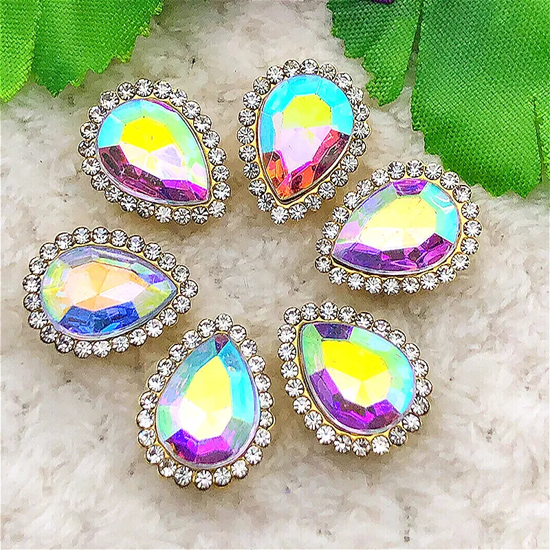 6PCS 14*18mm Water Drop Flatback Crystal Rhinestone Wedding/Clothes Wedding Art Decoration DIY