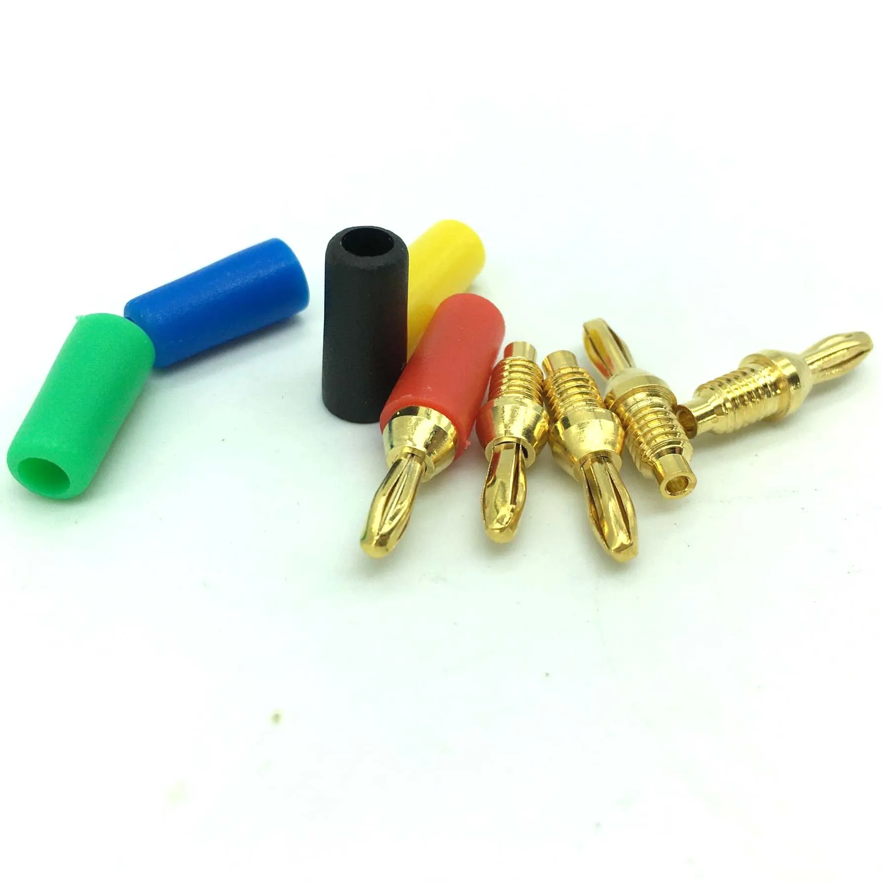 Cabezal de linterna chapado en oro y cobre pequeño, 100mm, Banana Plug, soldadura para línea de prueba de experimentos, Panel de aislamiento, enchufe Banana, 2,5 Uds.