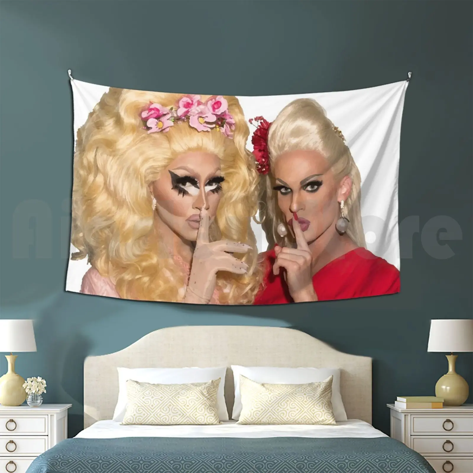 Shh-Trixie And Katya Tapestry Living Room Bedroom Ru Pauls Drag Race Rpdr Library Shade Tea Trixie Mattel Katya