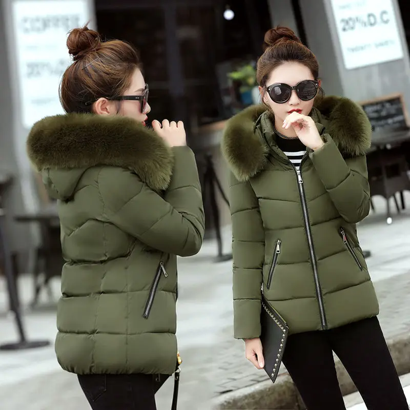 2023 New Winter Jacket Women Parkas Coat Fur Collar Hooded Parka Female Jackets Thick Warm Cotton Padded Jacket Outerwear P995